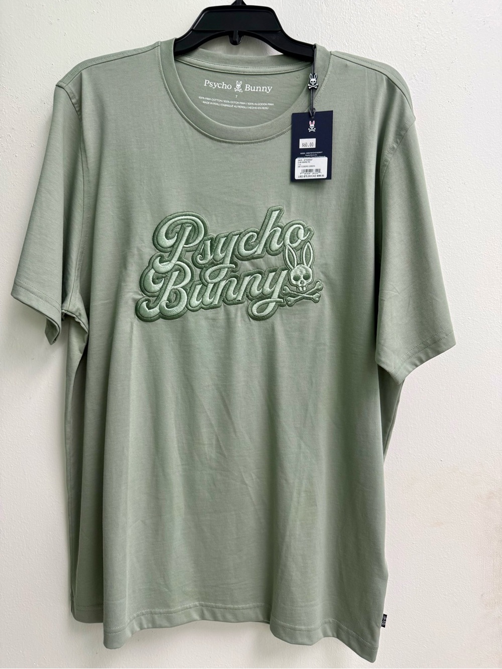 NWT Psycho Bunny Sage Green Embroidered Logo Short Sleeve Tee